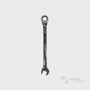 Llave mixta con ratchet SATA en acero Cr-V cromado niquelado, con engranaje de 72 dientes y diseño delgado para espacios reducidos.